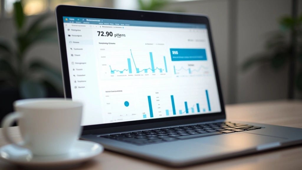 Performance metrics dashboard showing website speed improvements, load time graphs, and mobile vs desktop comparison data visualization