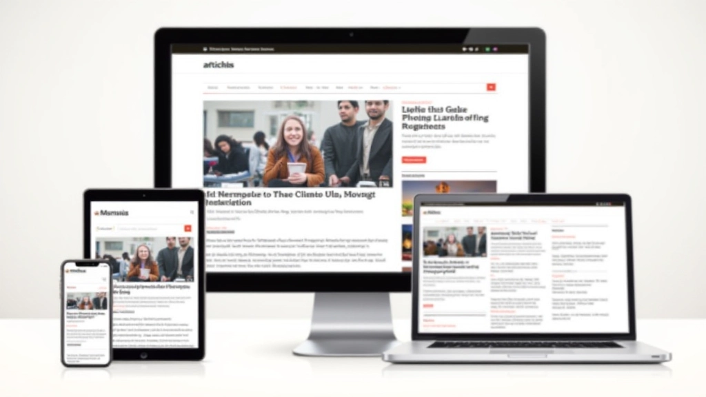 News website showing article layout adapting from mobile column layout to multi-column desktop view