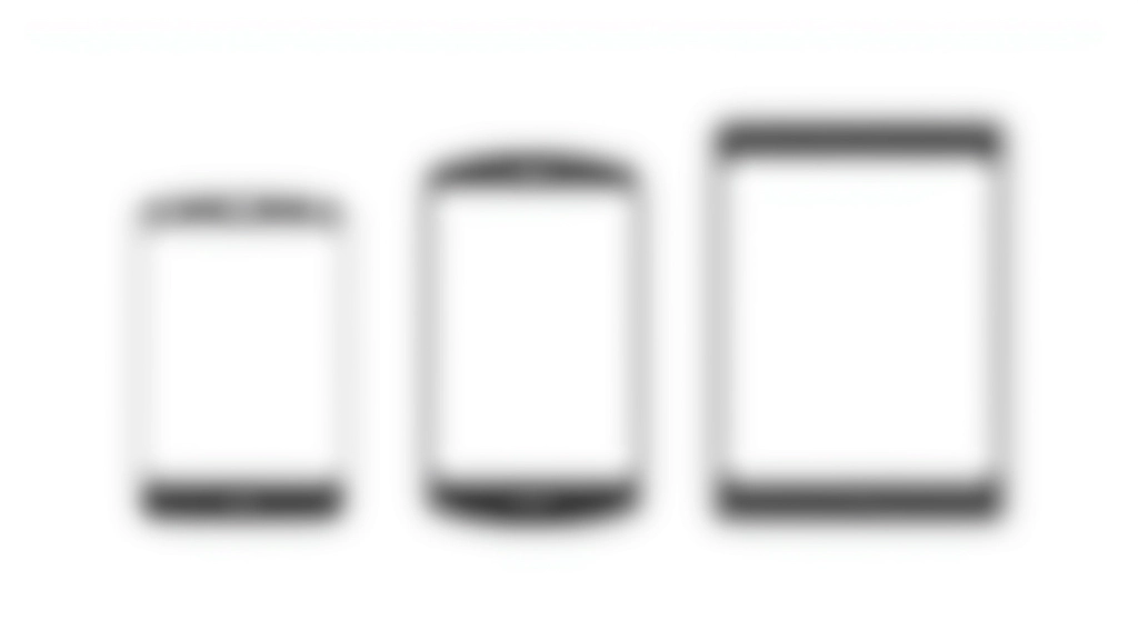 Three mobile device mockups side by side showing responsive design breakpoints for mobile tablet and desktop screen sizes with annotations